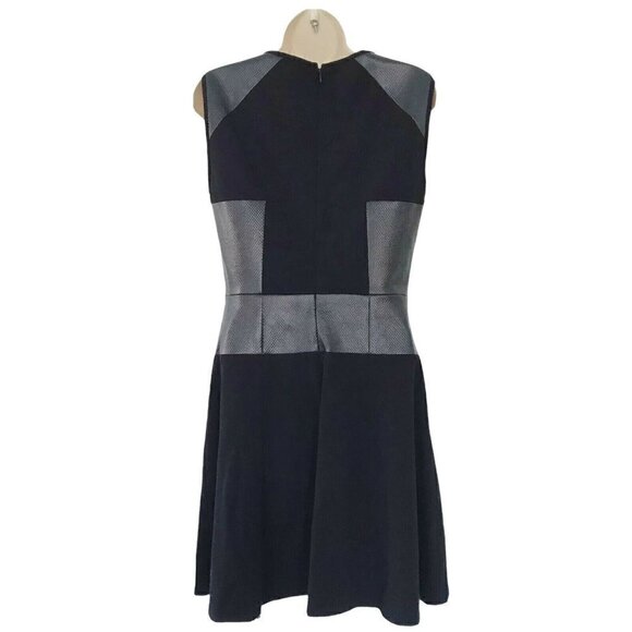 Tibi Fit Flare Little Black Dress Faux Leather NWT - Picture 3 of 8